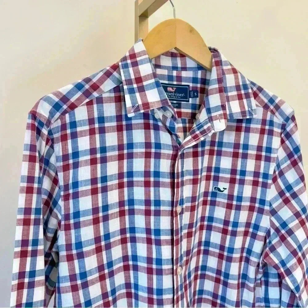 Vineyard Vines Men's Plaid Whale Logo Button-Up Shirt Size S Multicolor
